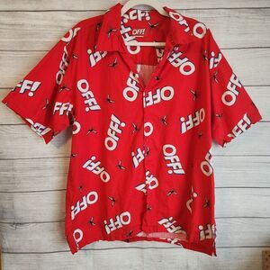 OFF Graphic mens large red short sleeve button up shirt